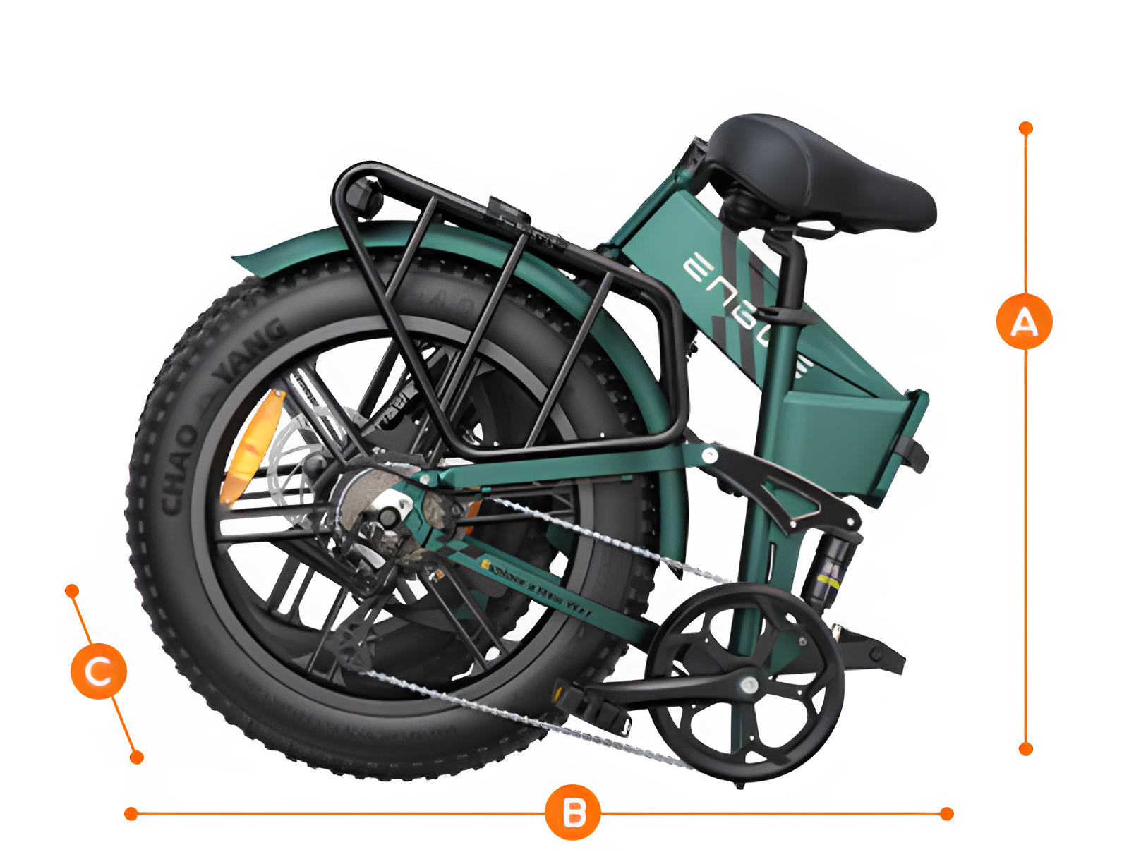 Maßzeichnung des zusammengeklappten Engine Pro 2.0